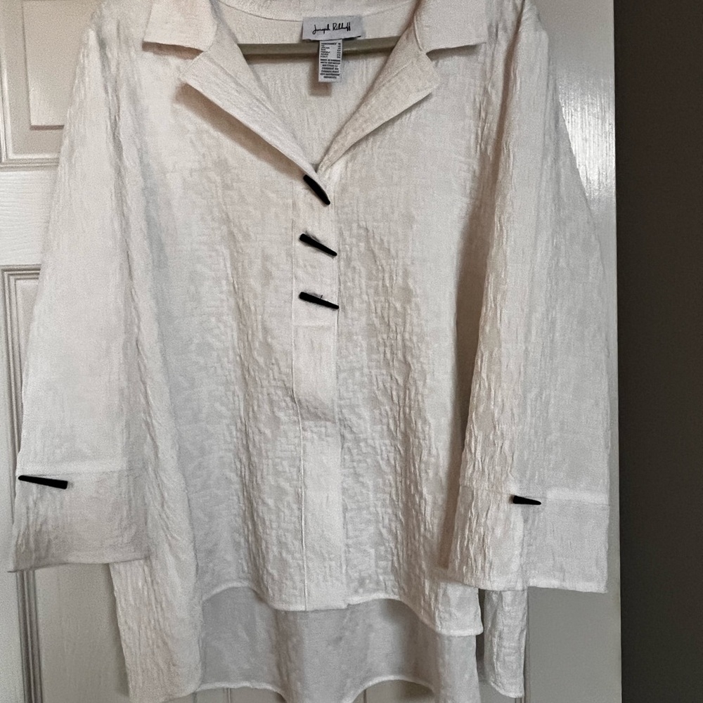 Joseph Ribkoff White Blouse with Black Details